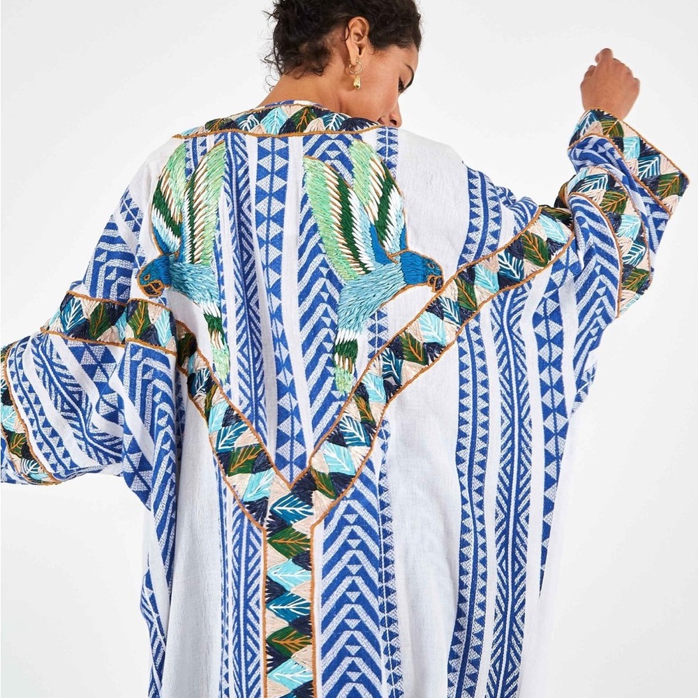 FARM Rio Blue and White Geometric Coverup
